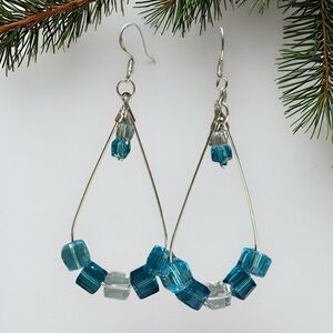 Elegant Handcrafted Blue and Silver Earrings
